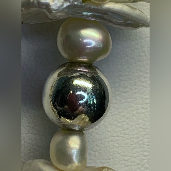 Vintage Sterling Silver Baroque & FW Pearl Necklace & Ichthus Fish Pendant - Picture 11 of 16